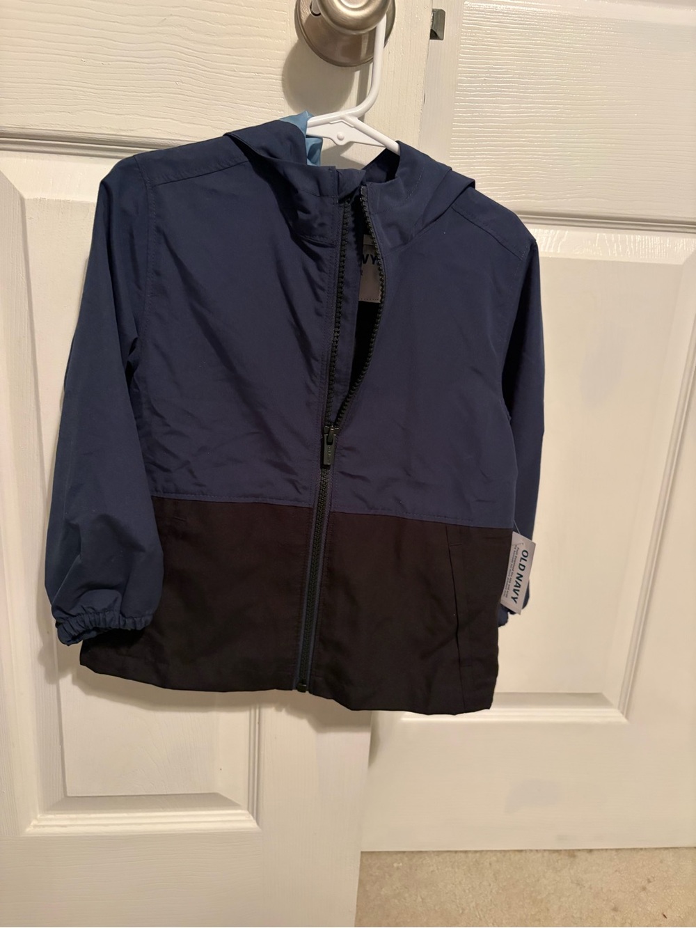 Old Navy Boys Navy & Black Lightweight Hooded Rain Jacket